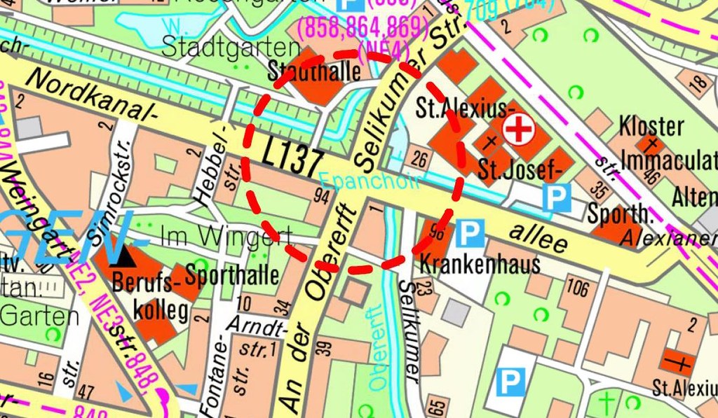 Umbau der Kreuzung Selikumer Straße / Nordkanalallee / An der Obererft