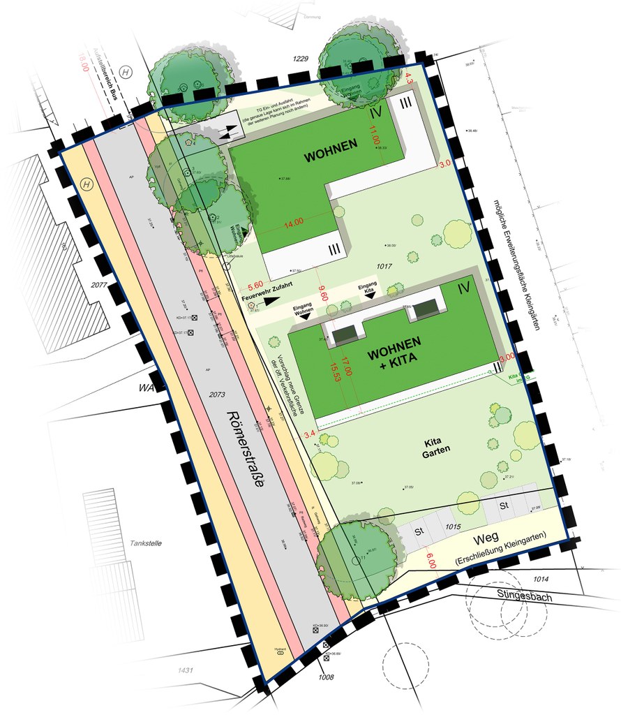 Neuss entwickelt 2023 – Römerstraße #1 Entwurf des neuen Wohnblocks.